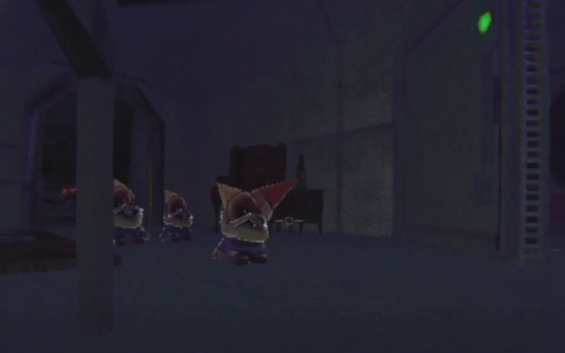 Illustrative community picture showing a group of gnomes moving through a level.
